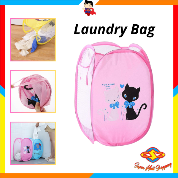 SMS Laundry Bag Portable Keranjang Baju Kotor Lipat Karakter Keranjang Cucian Dapat Dilipat Dengan P