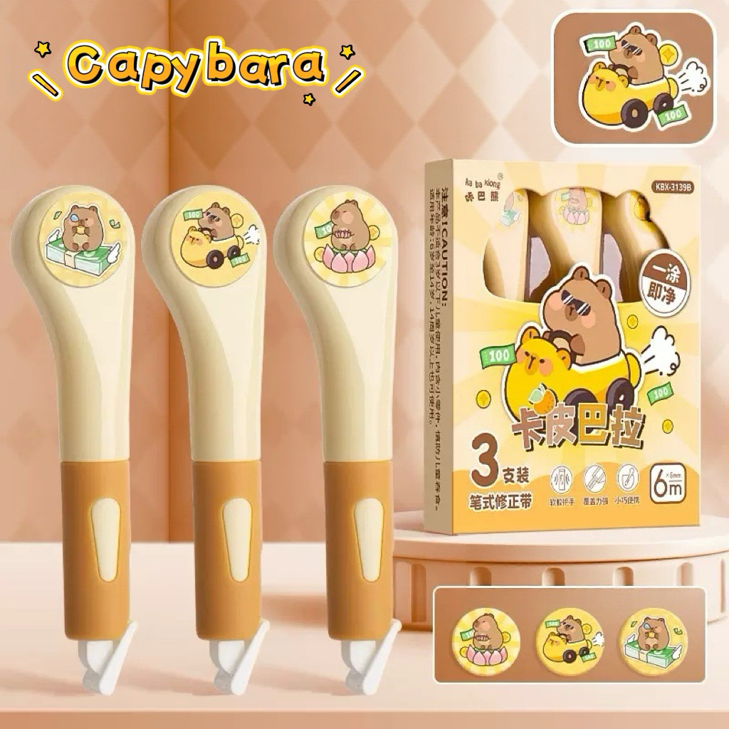 (PI009) (PB099) 3PCS - Tipe X Correction Tape / Tip Ex Kertas / Tipex Pen / Cute Correction Tape / T