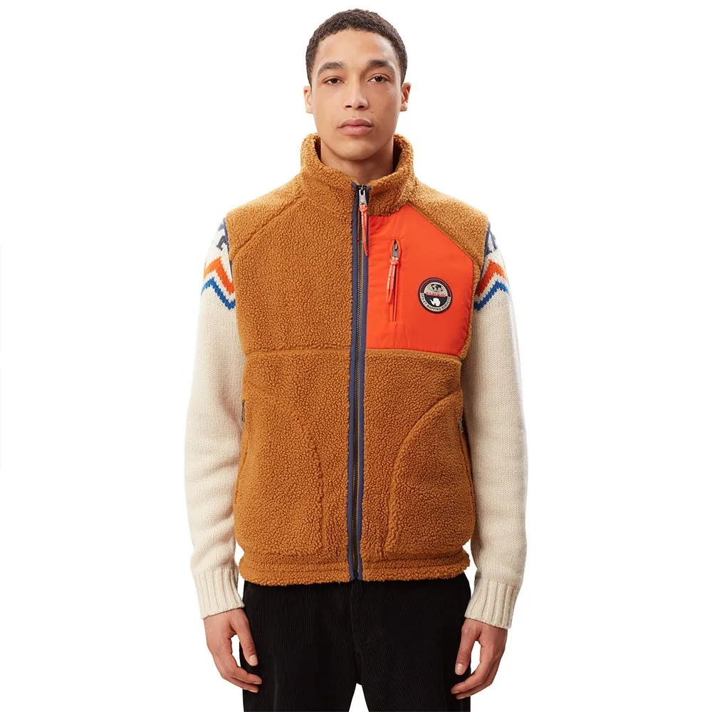 JAKET ROMPI OUTDOOR TRAVELLING ORIGINAL NAPAPIJRI TOE VEST MEN'S GOLDEN BROWN