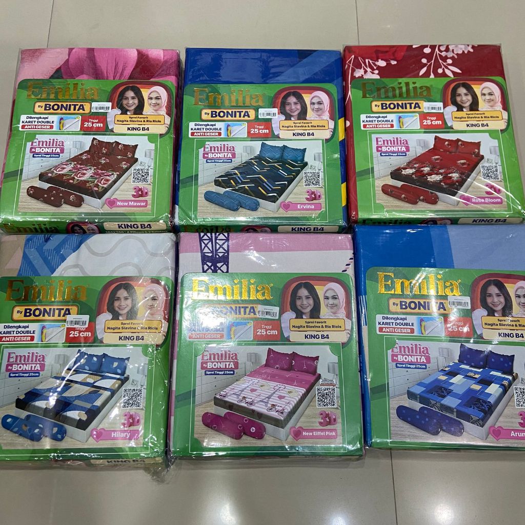 SPREI EMILIA BY BONITA KING B4 / SPREI NOMOR 1 / BEDCOVER 180x200 / SPREI DISPERSE ANTI LUNTUR / SPR