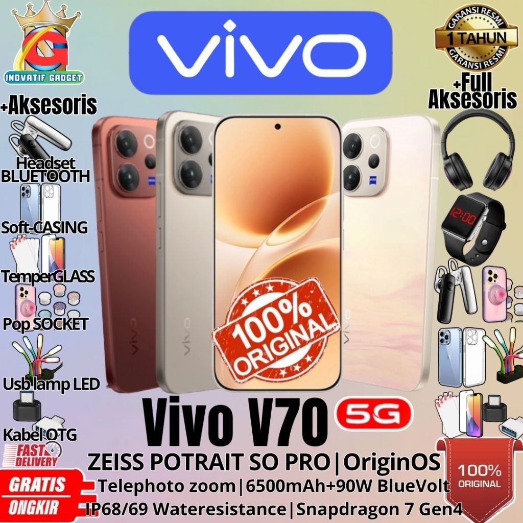 HP BARU VIVO V70 5G 12/512GB & 12/256GB & 8/256GB Ram upto 24GB ZEISS Telephoto Zoom GARANSI RESMI 1