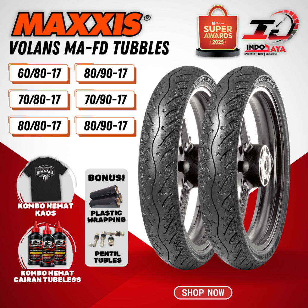BAN LUAR MAXXIS TUBELESS VOLANS RING 17 (60/80-17 - 70/80-17 - 80/80-17 - 90/80-17 - 70/90-17 - 80/9