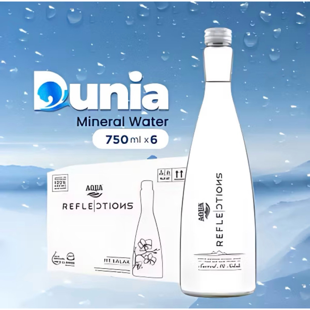 Aqua Reflections 750ml Natural Mineral Water [ Dus isi 6 Botol Kaca ] Air Mineral