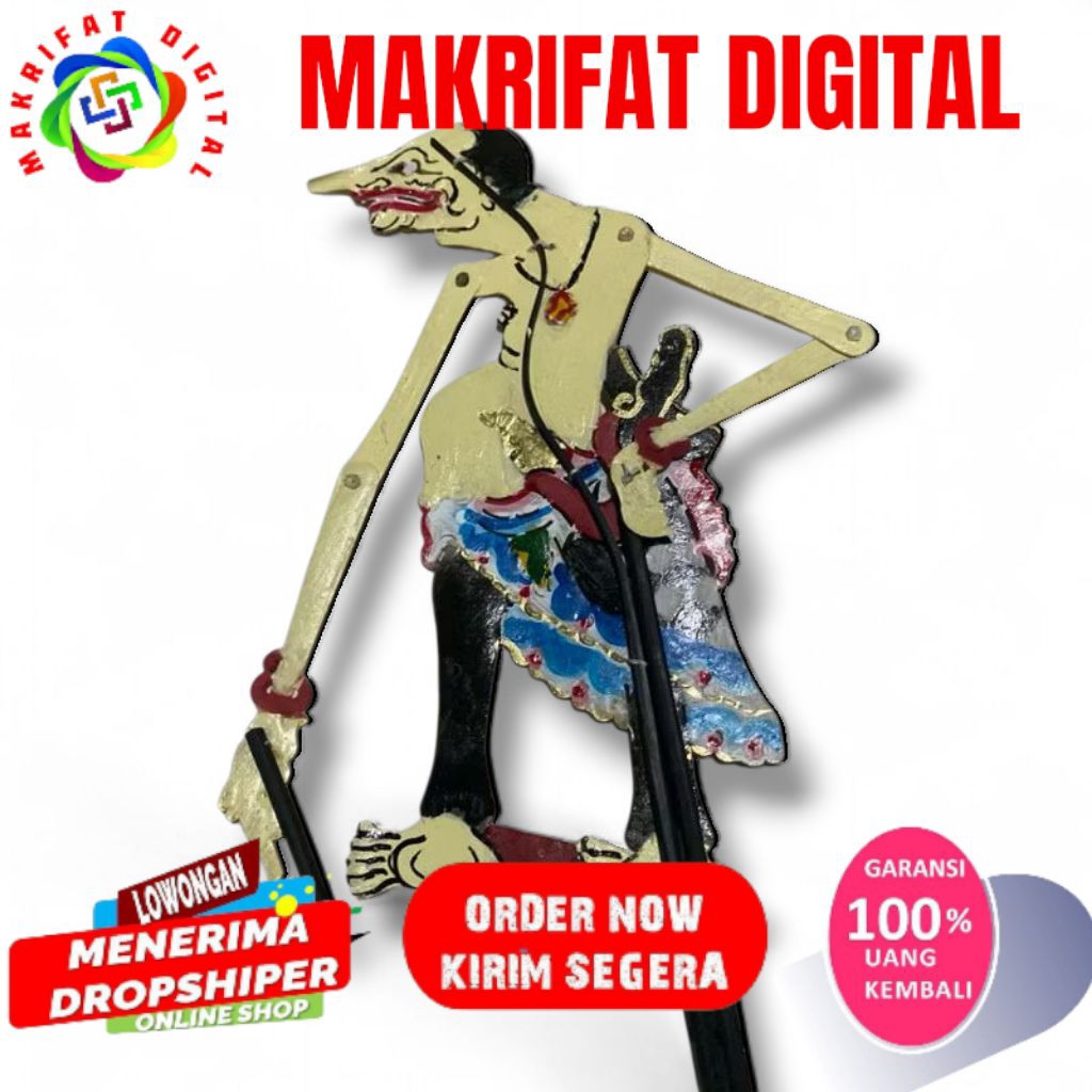 ZACK MART WAYANG kulit PETRUK VERSI KI SENO BAHAN KULIT SAPI ASLI -+ 45 CM