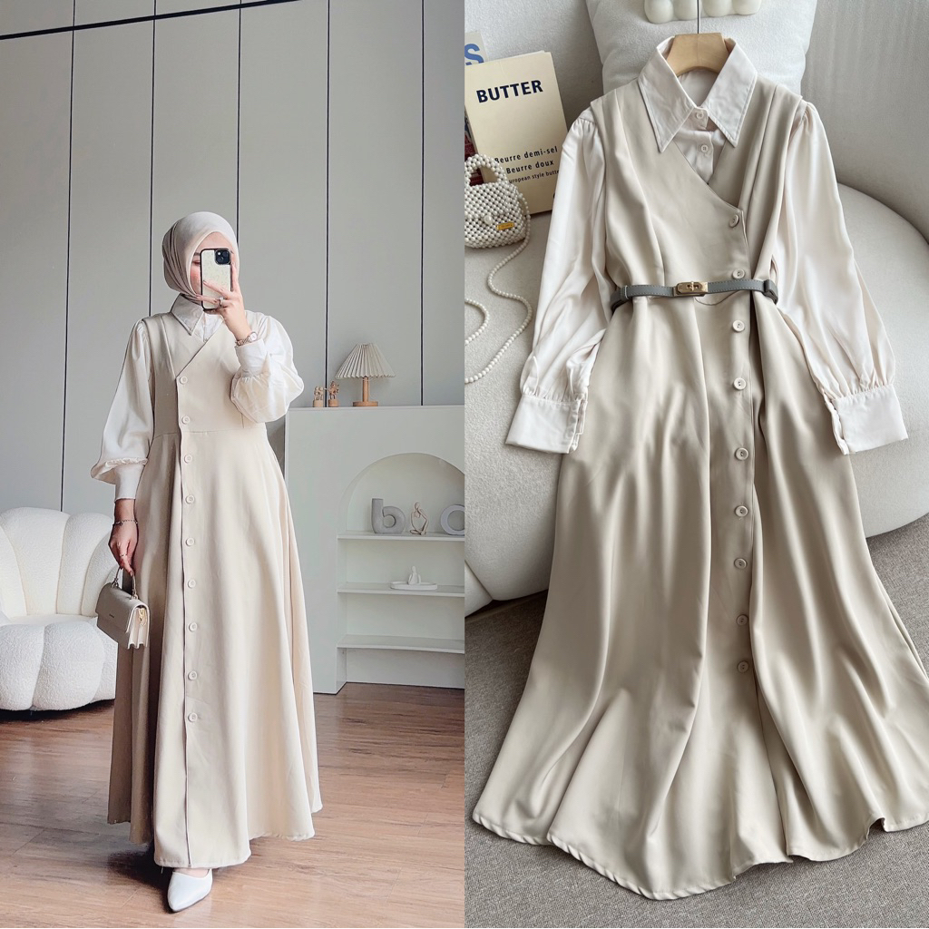 CANDY LADY Yeona Korean Maxi / Gamis Wanita Bestseller Dress Cantik Bestseller