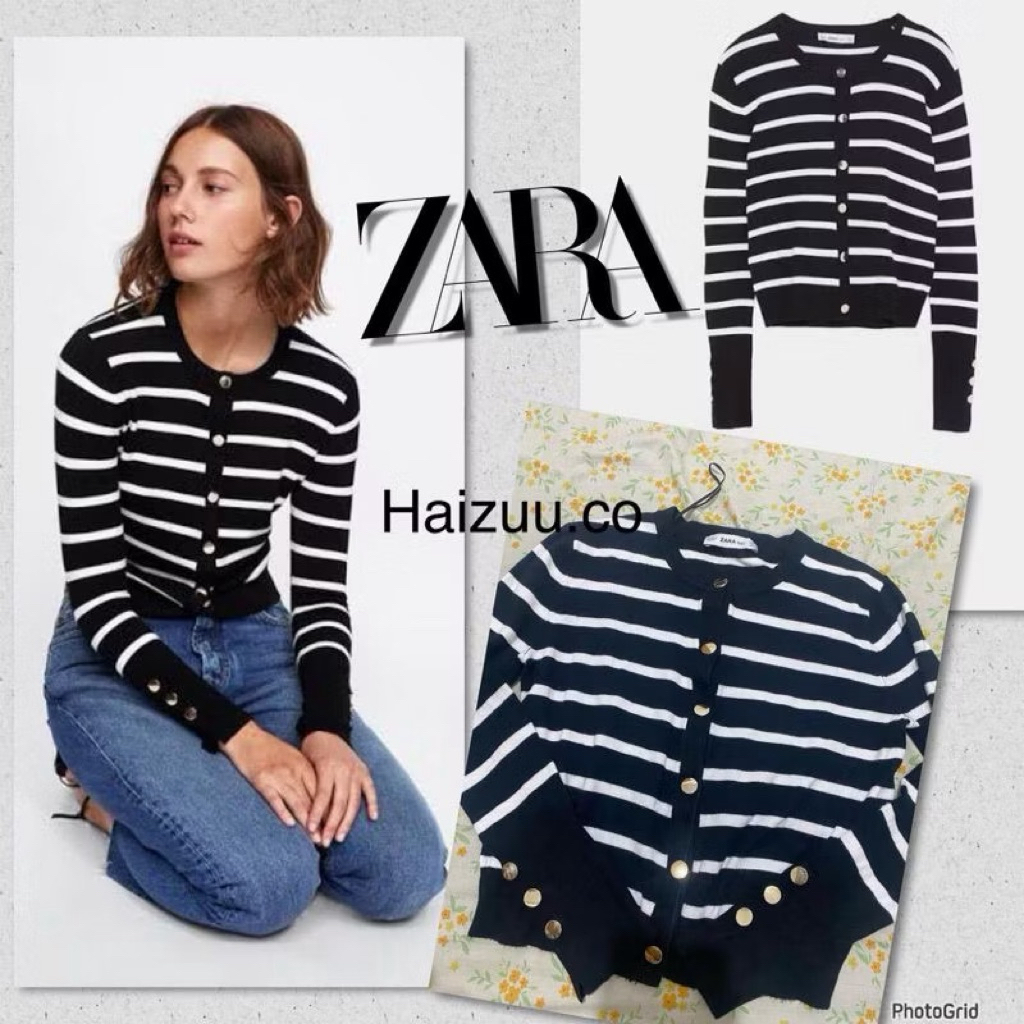 ZARA CARDIGAN STRIPED KNIT GOLD BUTTON PRELOVED