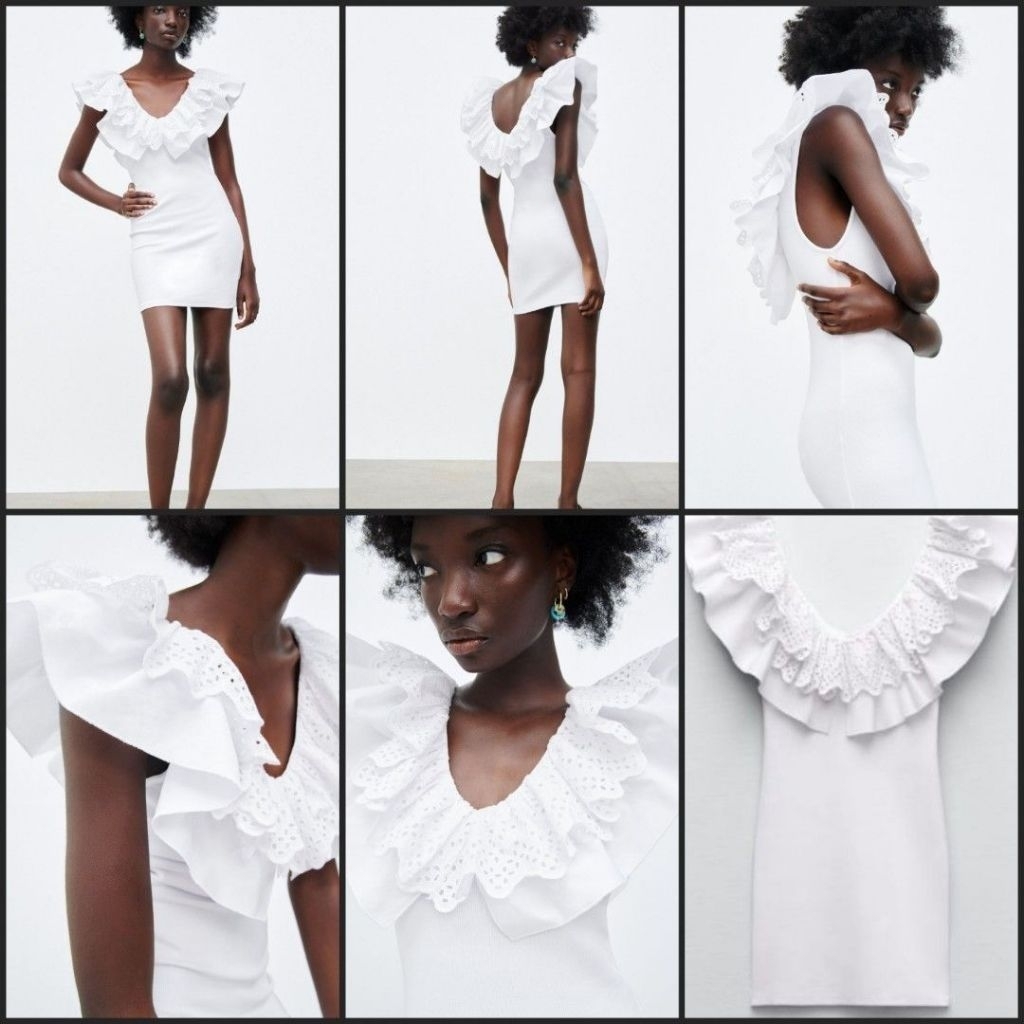 ZARA bodycon dress ruffle bordir