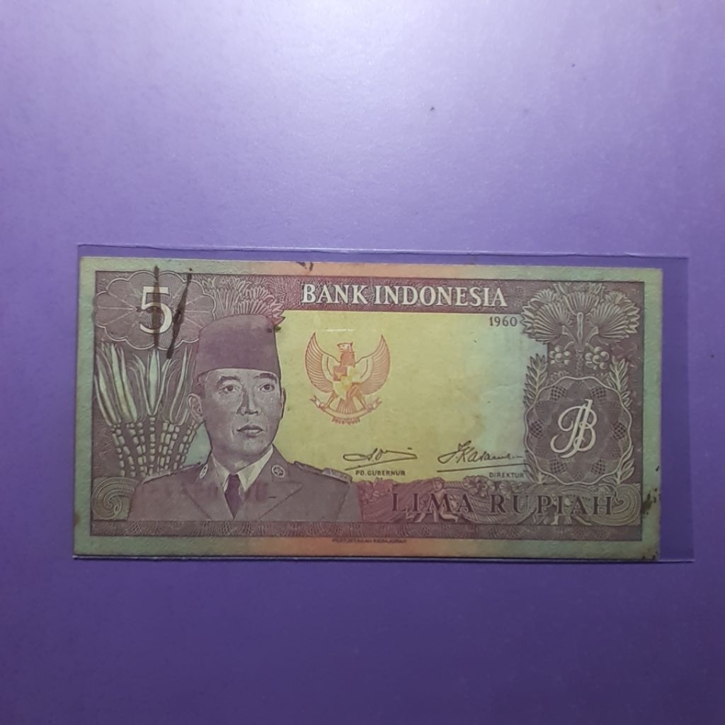 Uang kuno 5 rupiah sukarno 1960