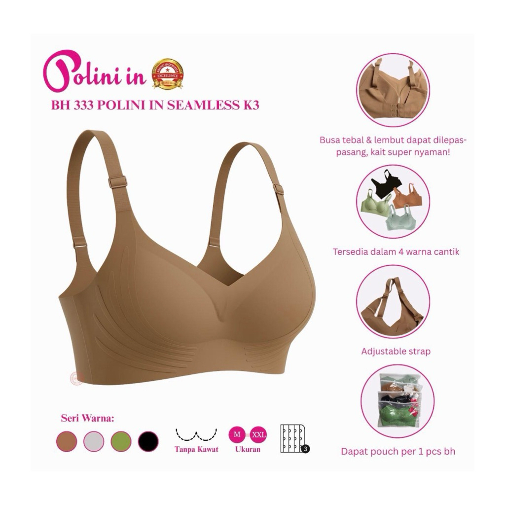 Polini | Bra Wanita Seamless Sport Bra K3 Push Up Bra 333 Polini in Bh Safety
