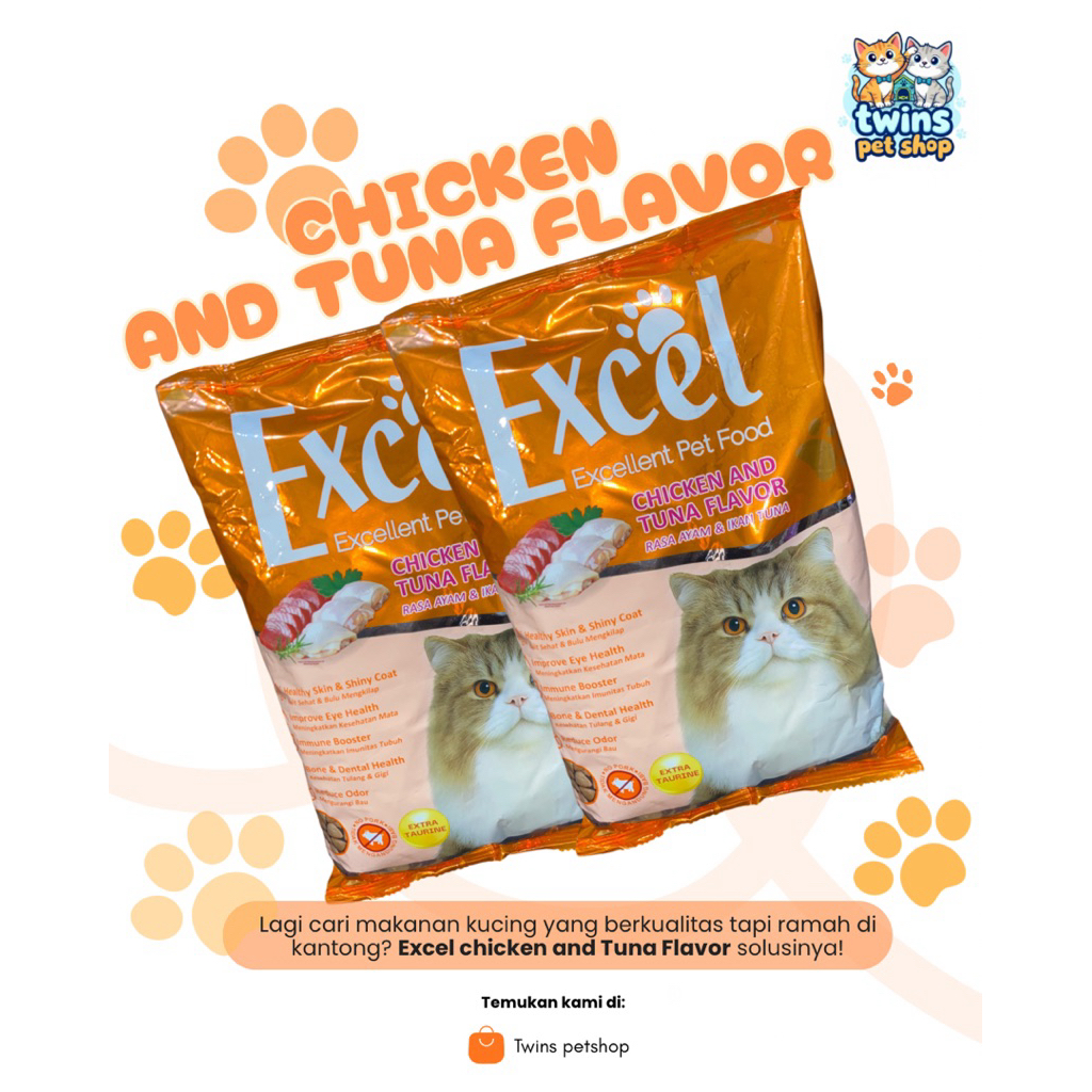Excel Makanan Kucing 500gr Chicken & Tuna Segitiga Orange