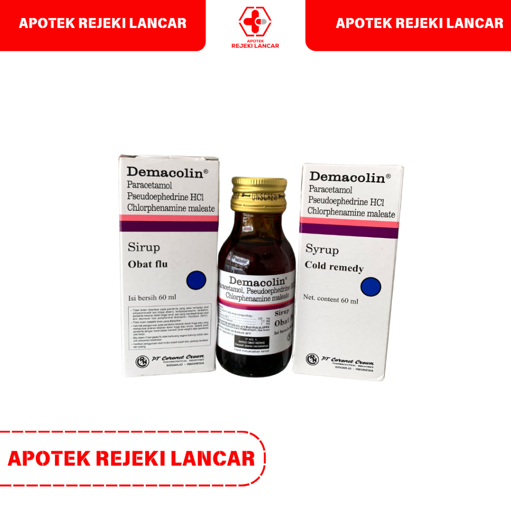 Demacolin Sirup 60 ml - Obat Flu Anak & Dewasa - Meredakan Demam Bersin Hidung Tersumbat