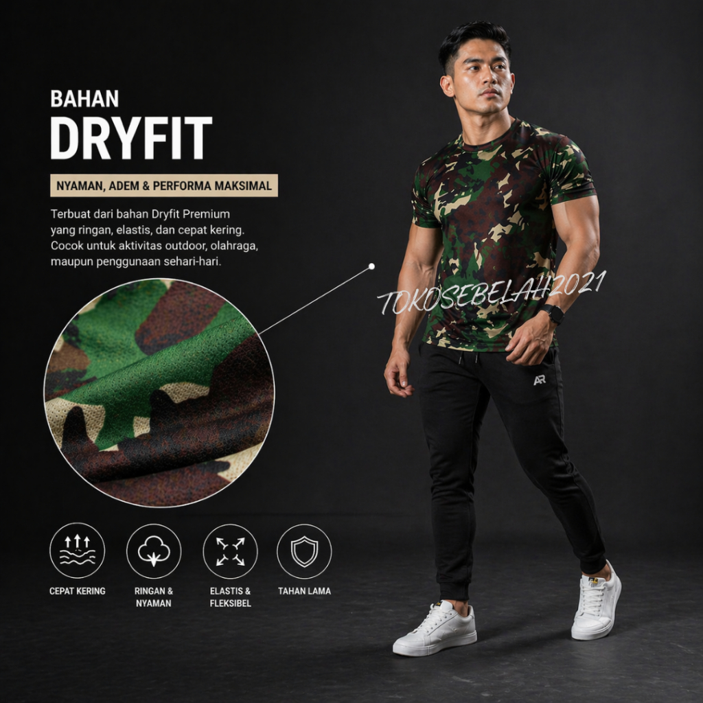 Kaos Loreng TNI AD Malvinas / Baju Kaos Loreng Tni Bahan Dryfit Murah Berkualitas