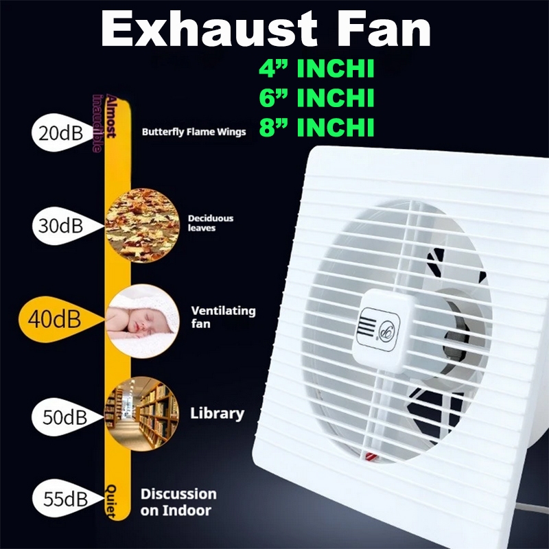 Exhaust fan model ANGIN 4 inci 6 inci 8 inci kipas ventilasi kamar mandi dapur penghilang bau knalpo