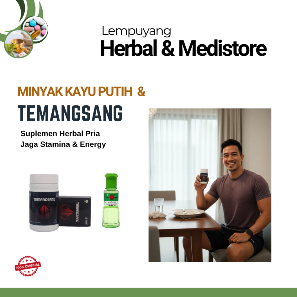 Ekstra Minyak Kayu Putih Cap Lang 30ml + Temangsang 30 Kapsul Paket Bundling