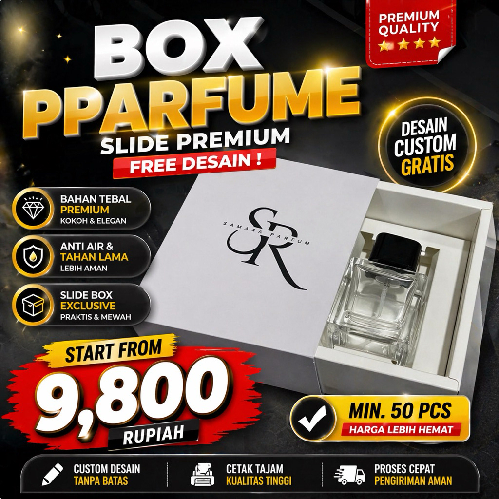 BOX PARFUM SLIDING KOTAK 50ML BOX KEMASAN PARFUM KARDUS PARFUM