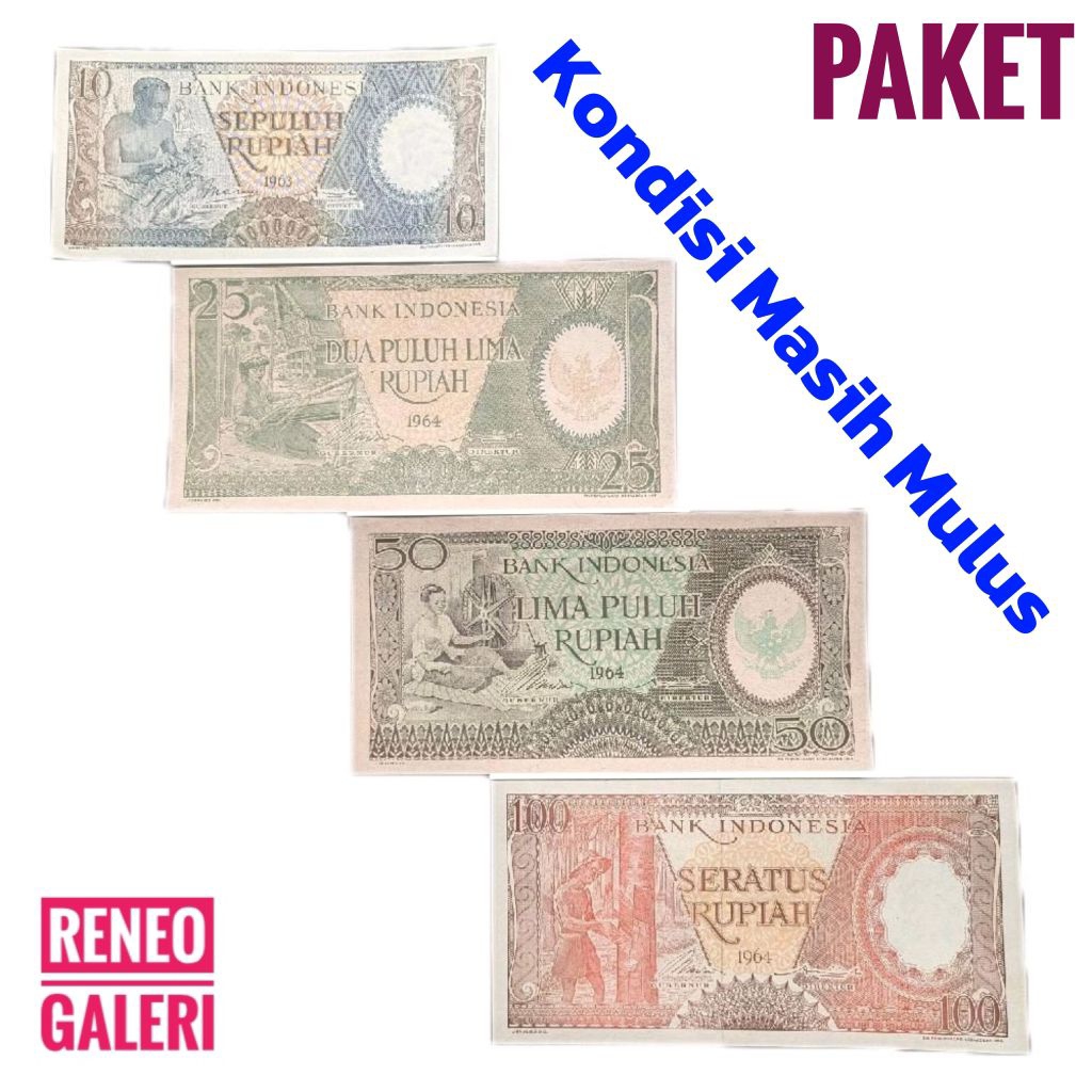 Paket Mulus Seri Pekerja tahun 1963 1964 miniset Uang kertas kuno duit jadul lawas lama Indonesia an