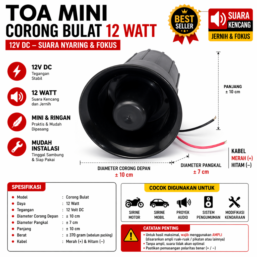 toa / speaker mini corong bulat bisa dipasangkan dengan modul Pikatan ruak ruak