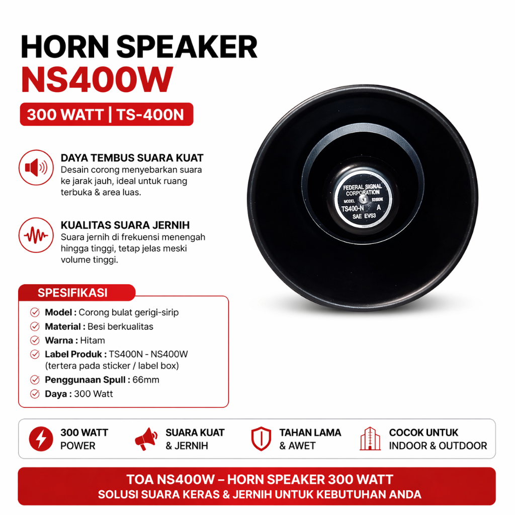 Speaker Sirine Patwal TS 400N 300 watt Corong Bulat Besi / Speaker Grigi Toa Sirine patwal 300w