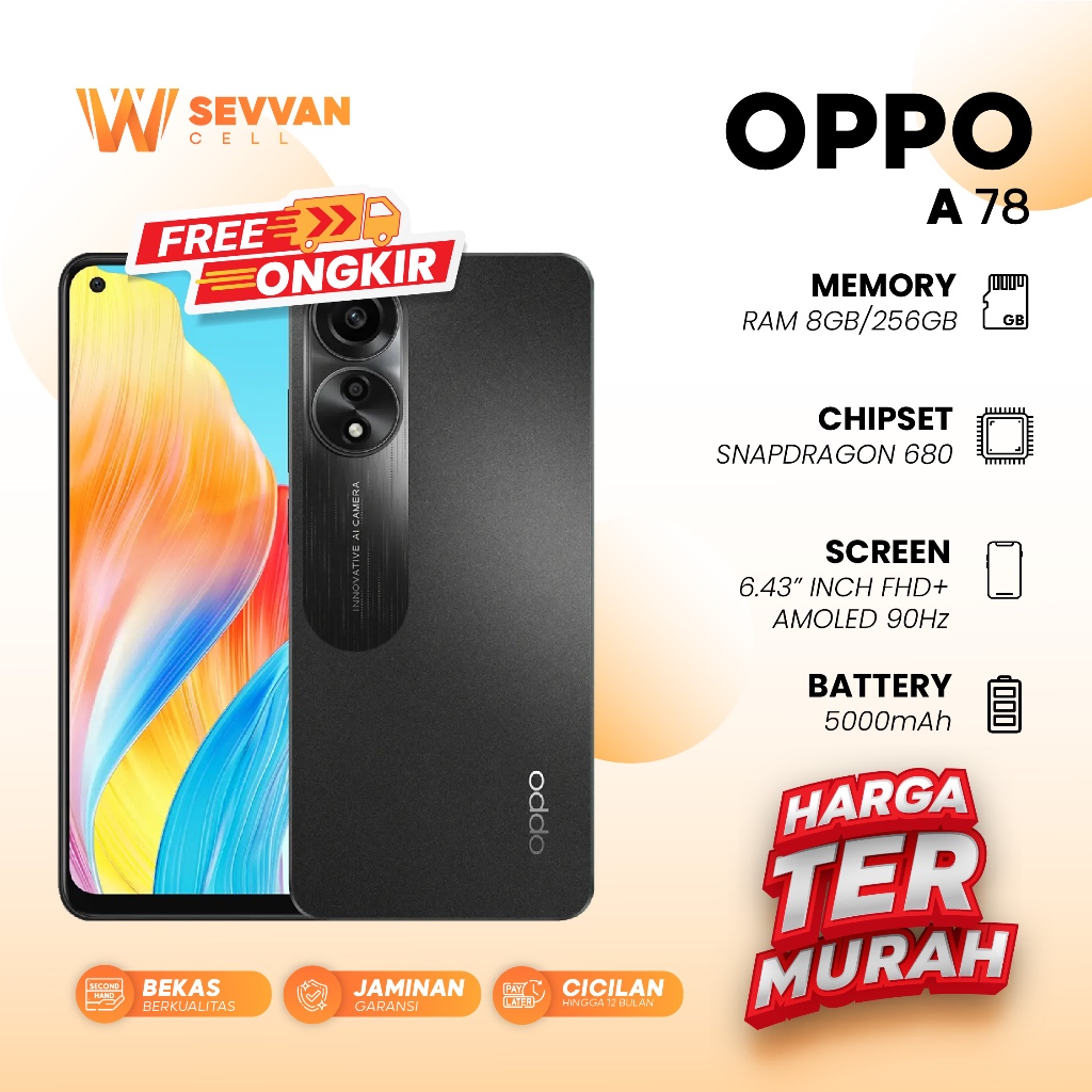 Handphone Oppo A78 Ram 8 256GB