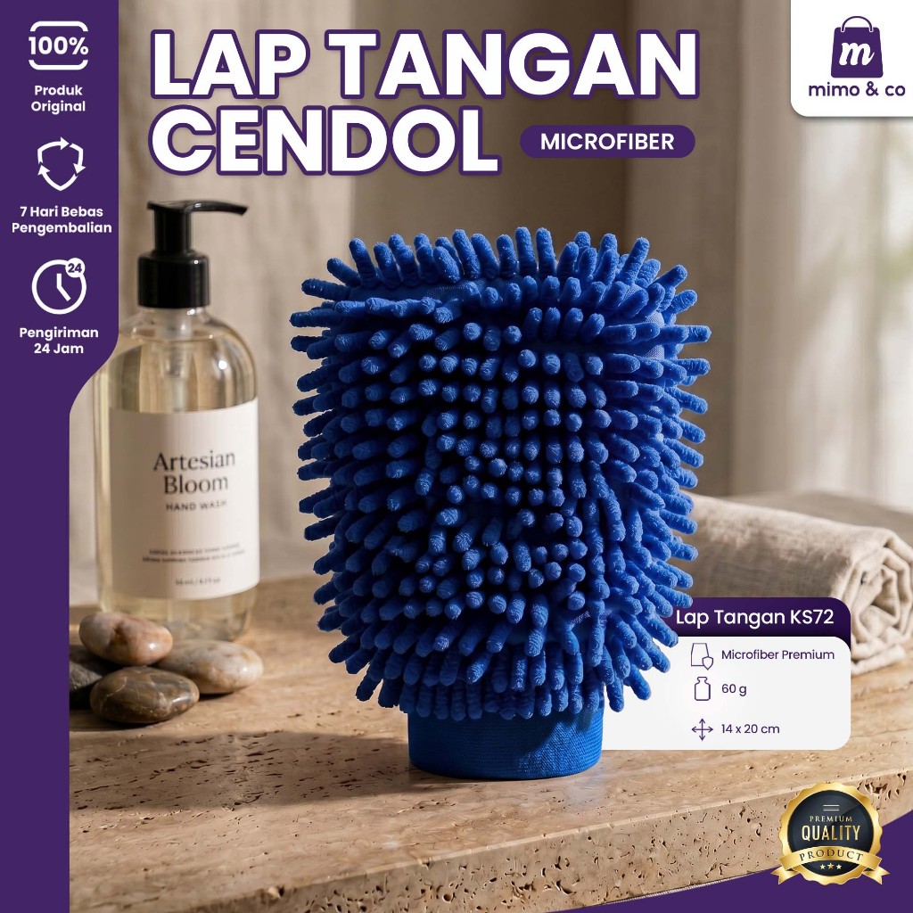 Lap Tangan Cendol Microfiber 2 Sisi Sarung Tangan Serbaguna Pembersih Mobil Dapur Perabot Lembut - K
