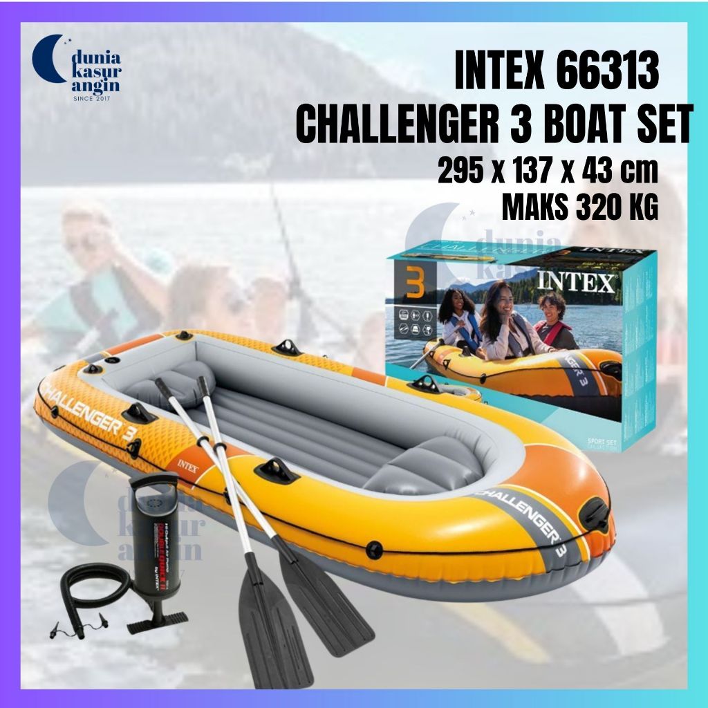 DuniaKasurAngin -  Perahu Karet INTEX Challenger 66313 BOAT SET 3 Orang - Perahu Boat Intex - Perahu