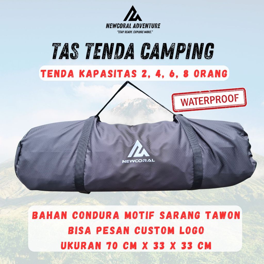 Newcoral Adventure - TAS/ SARUNG TENDA CAMPING KAPASITAS 2, 4, 6, 8 ORANG, BAHAN CONDURA MOTIF SARAN