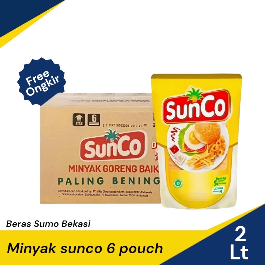 minyak goreng sunco 2 liter isi 6 pouch, makanan jadi enak renyah dan gurih