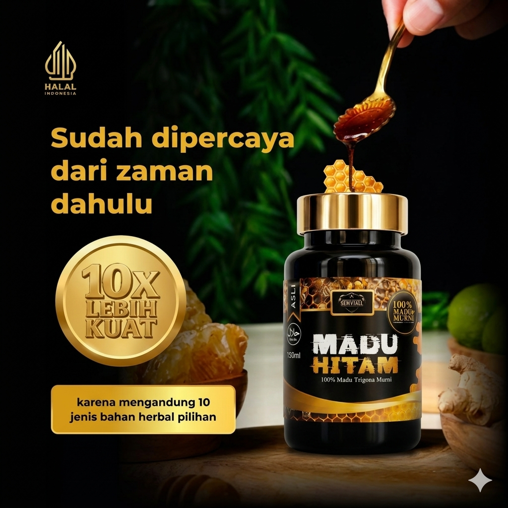 PAKET PROMO] 2 Botol Madu Hitam Power Ramuan Buah Pinang Muda Untuk Pria Kuat Perkasa Originall