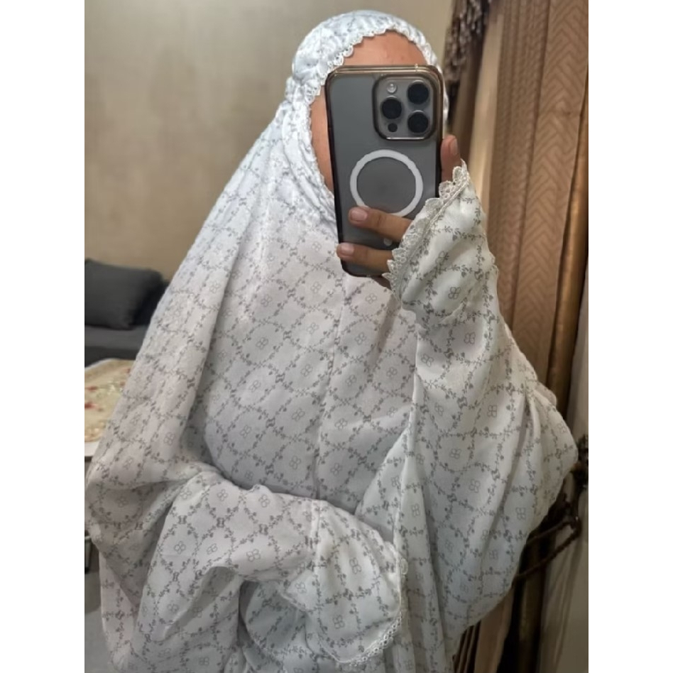 Mukena Terusan Santorini Kombinasi Renda