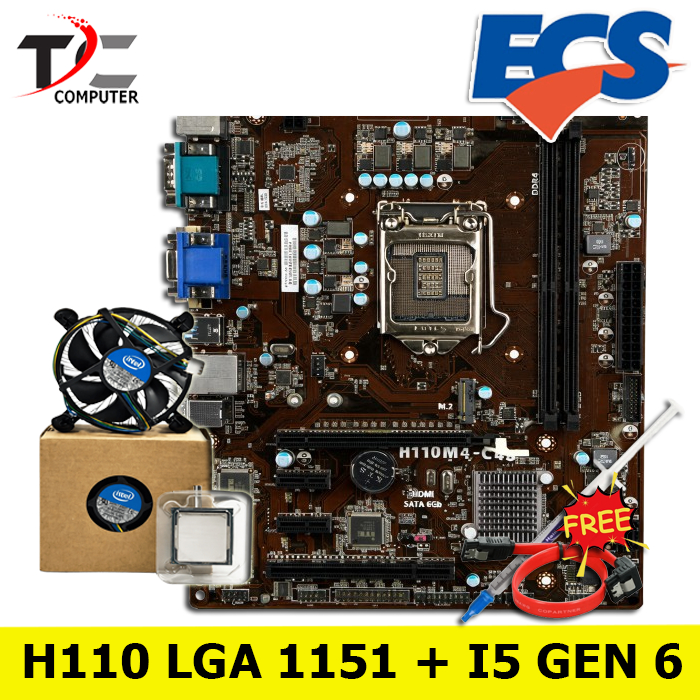 Mobo Motherboard H110 LGA 1151 DDR4 Plus Processor i5 Gen 6