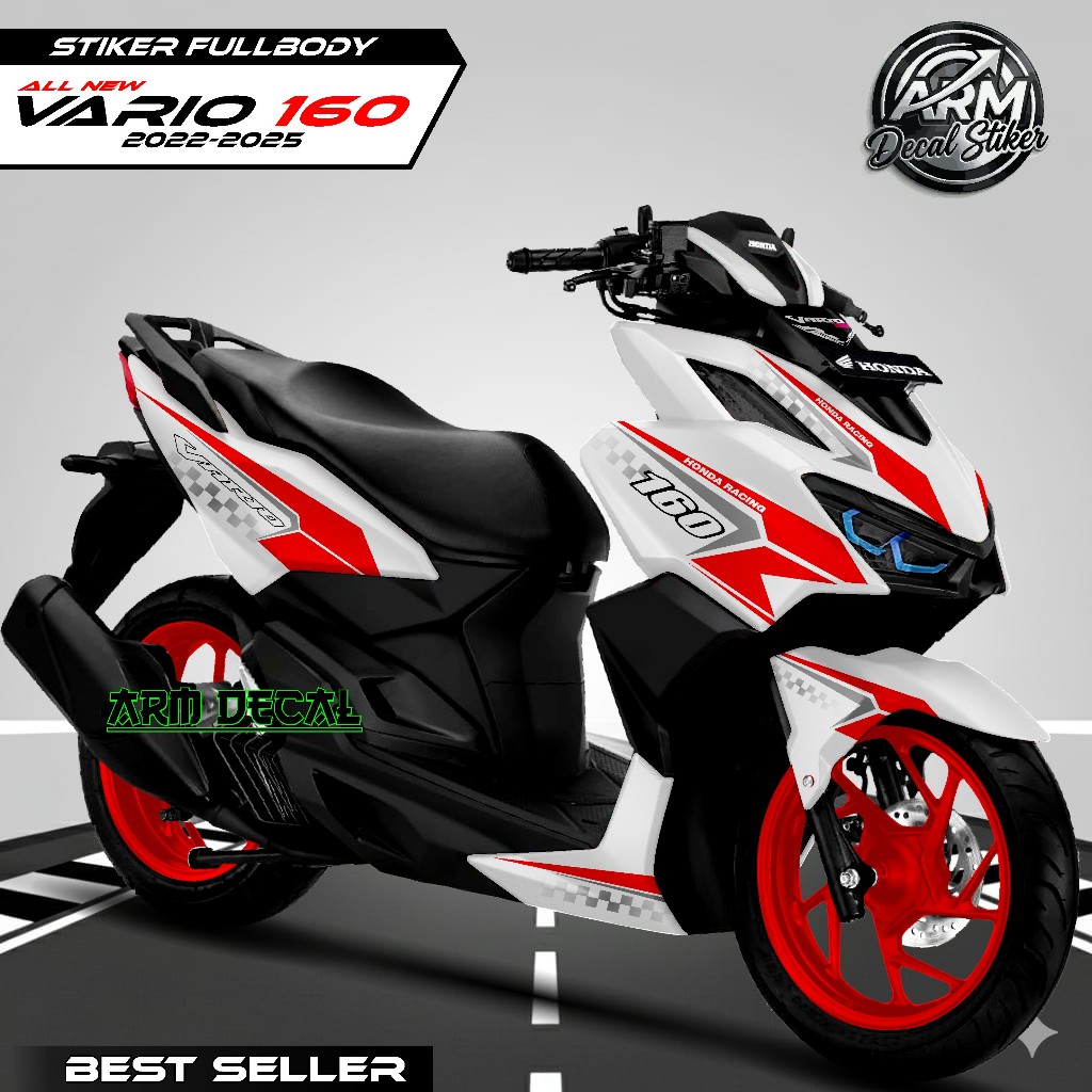 Decal Variasi Vario 160 Full Body / Stiker New Vario 160 Fullbody Tahun 2022-2025 Dasar Putih List R