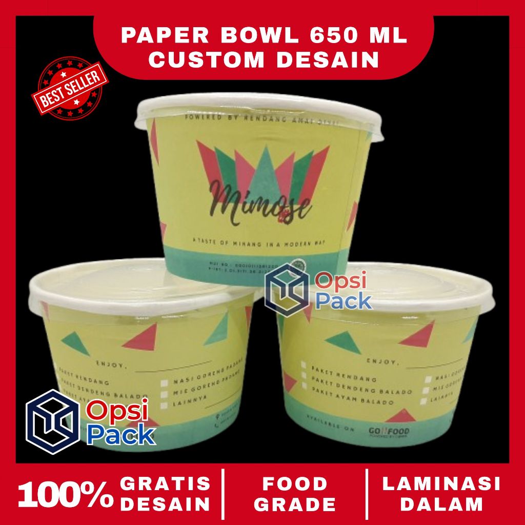 PAPER BOWL 650 ML CUSTOM DESAIN PAPER BOLW 650ML CUSTOM DESAIN BOWL 650 ml
