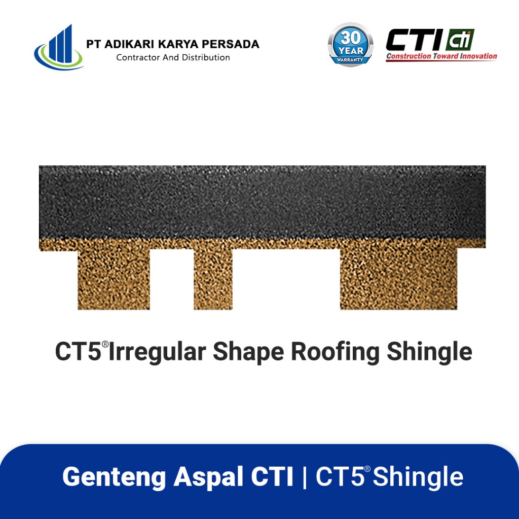 Atap Bitumen CTI CT5 Genteng Aspal Shingles Genteng Bitumen