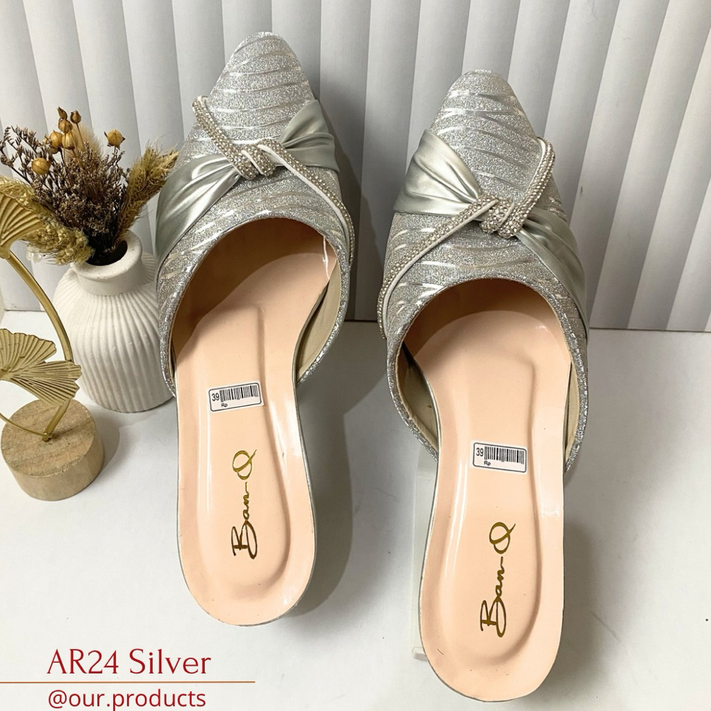 Sandal wanita AR24 silver / heels wanita