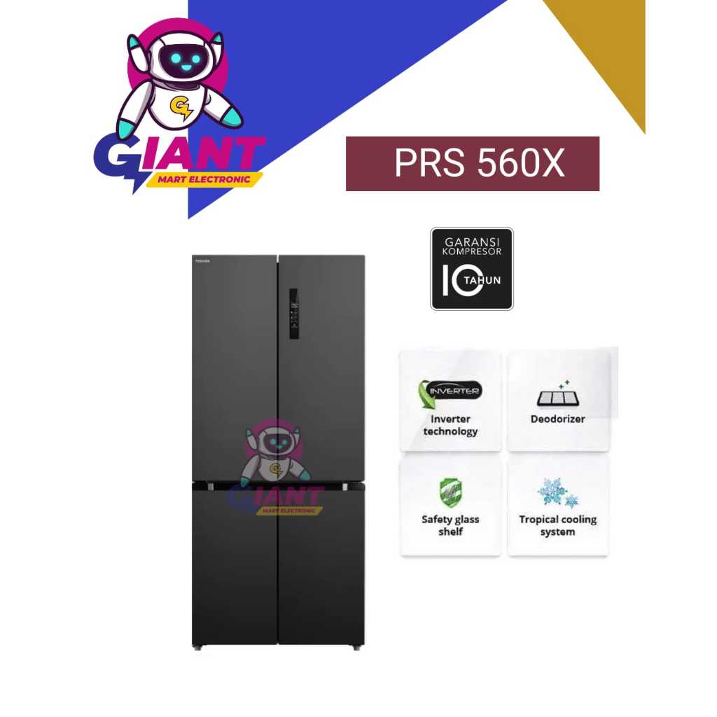 KULKAS 4 PINTU POLYTRON PRS 560X / PRS-560X INVERTER SIDE BY SIDE 550 LITER