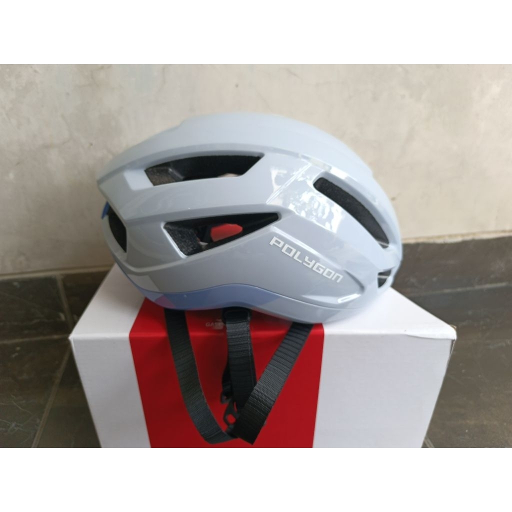 helm sepeda polygon gale maglink white blue