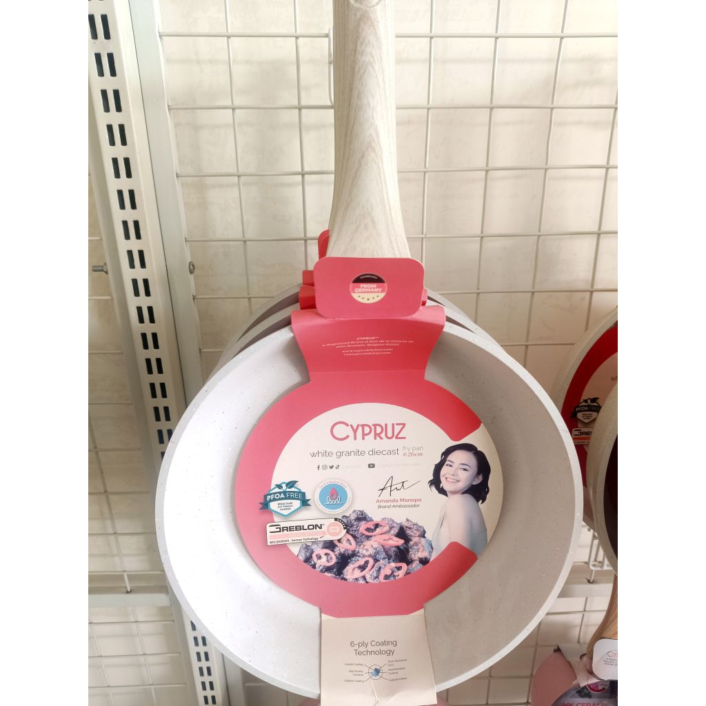 CYPRUZ FRY PAN WHITE GRANITE DIECAST 22 CM