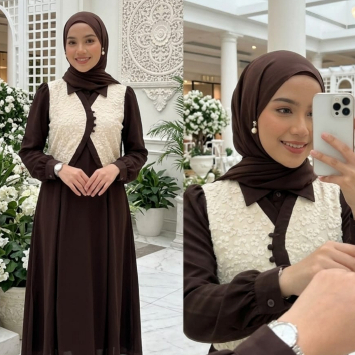 DRESS MIDI BUSUI MIDI DRESS MARINA BAHAN MARBEL PREMIUM DRESS MIDI BUSUI FRIENDLY DRESS MARINA LENGA