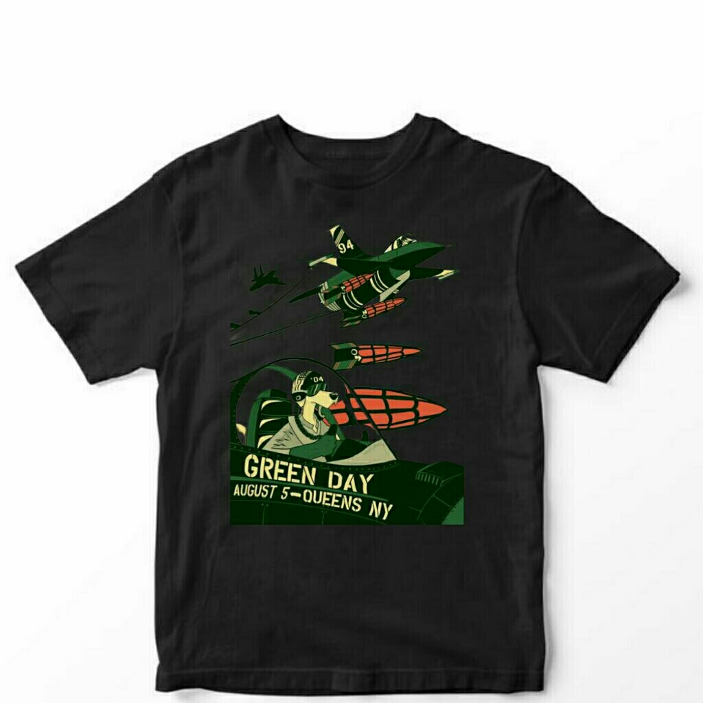 kaos musik green day dog party hitam tag baumwolle