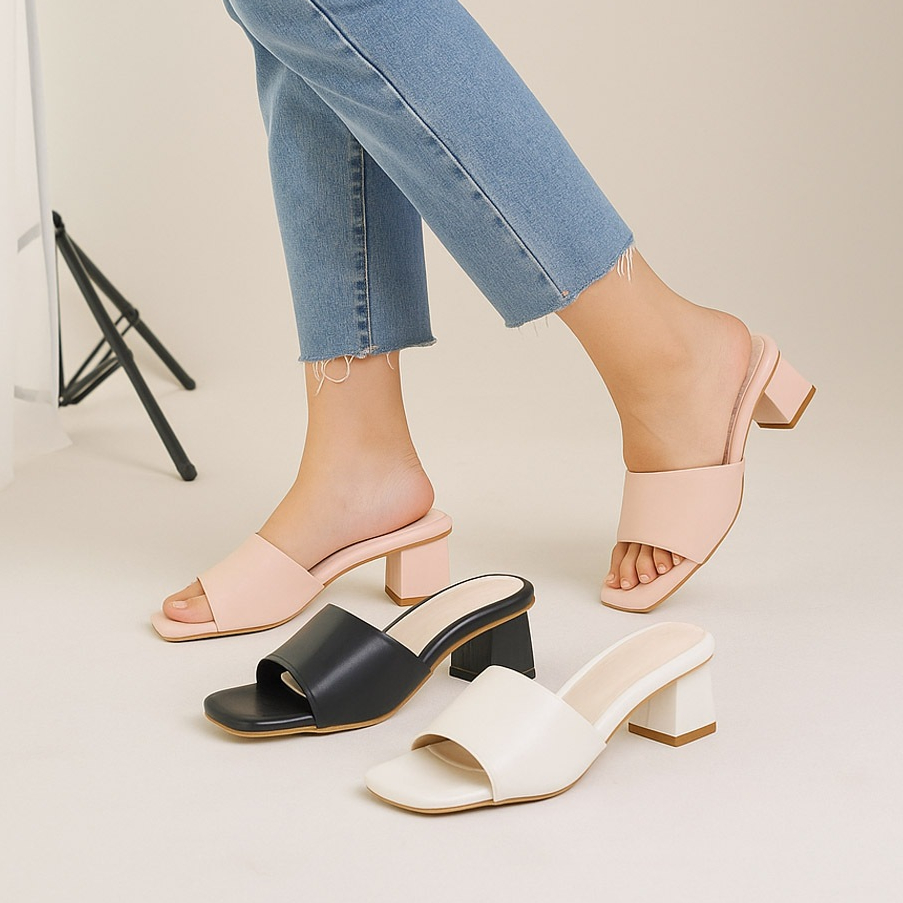 Clogs Ukuran Besar - No 40 41 42 43 44 45 / Sandal Wanita Heels 5cm Ukuran Jumbo / Sendal Pesta Cewe