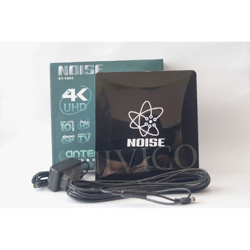 Noise Antena TV Digital ST 1003 4K UHD untuk Indoor & Outdoor dengan Chip Pintar Kabel Coaxial 10m Frekuensi 470-810 MHz