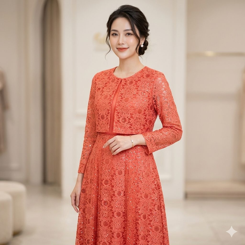 Hermina Dress XXL  Brokat Premium Dengan Payet mewah Bridesmaid