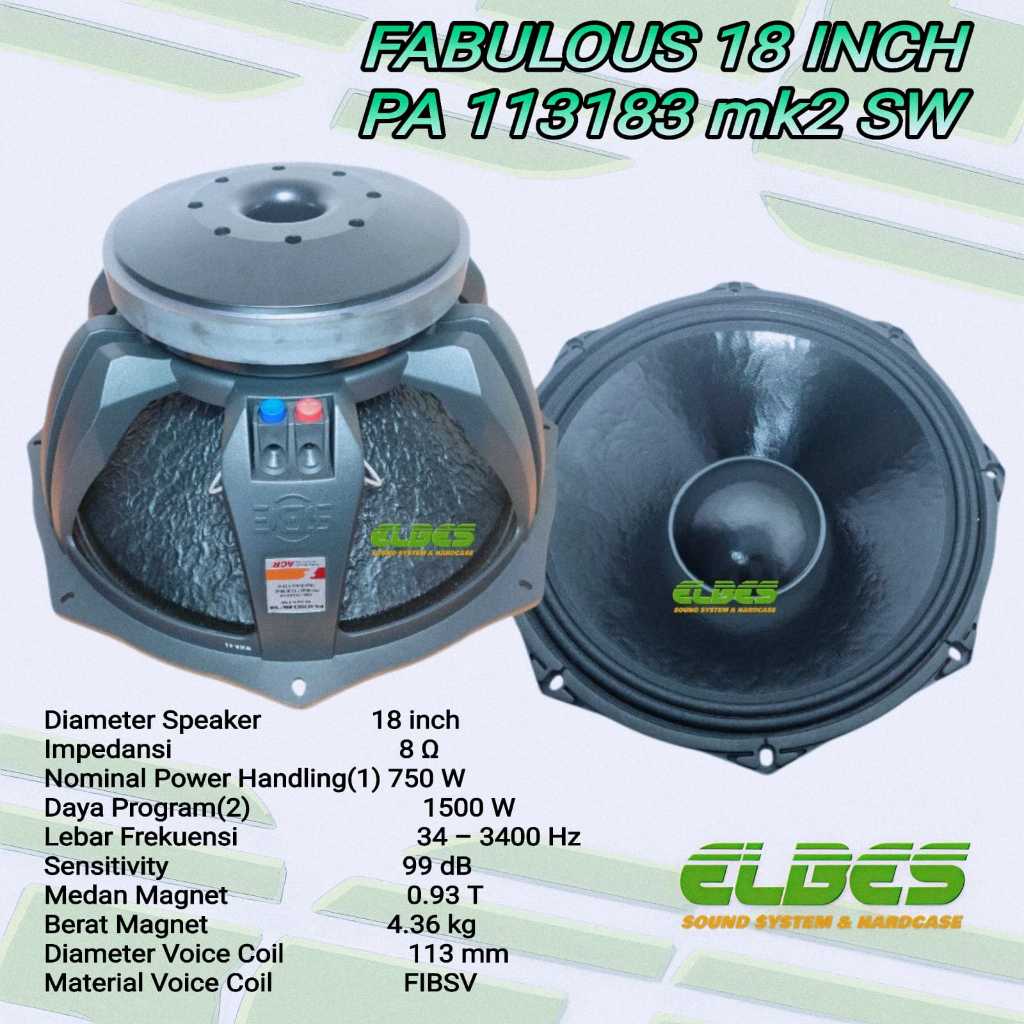 Speaker ACR Fabulous 18 PA 113183 MK II fabolus