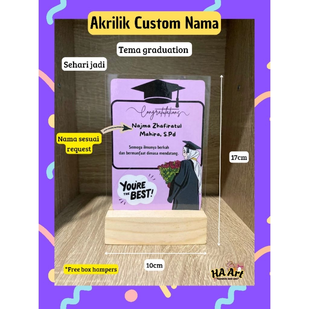 Akrilik Custom Nama - Hadiah Wisuda / Graduation Gift - Plakat Wisuda