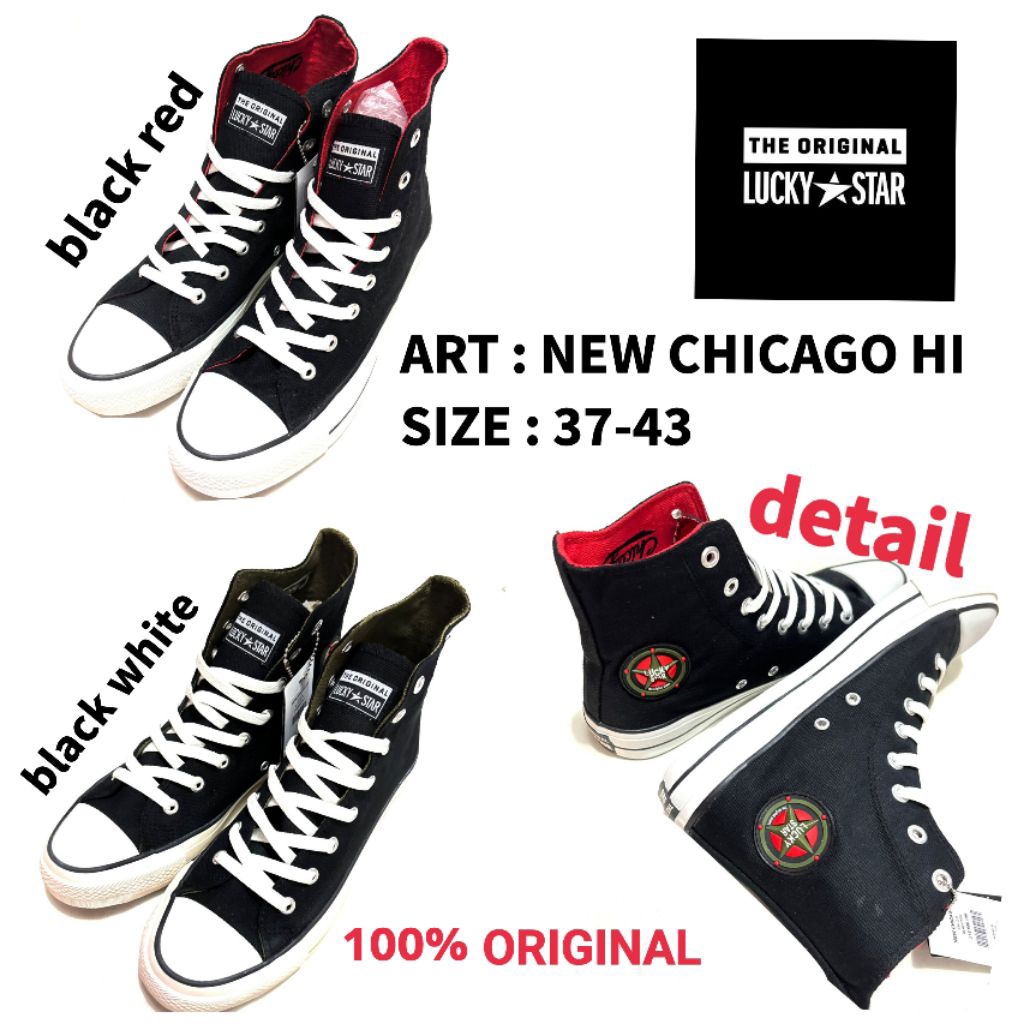 Sepatu Sekolah Unisex Cowo Cewe The Original Lucky Star 37-43 New Chicago HI / Sepatu Fashion Lucky 
