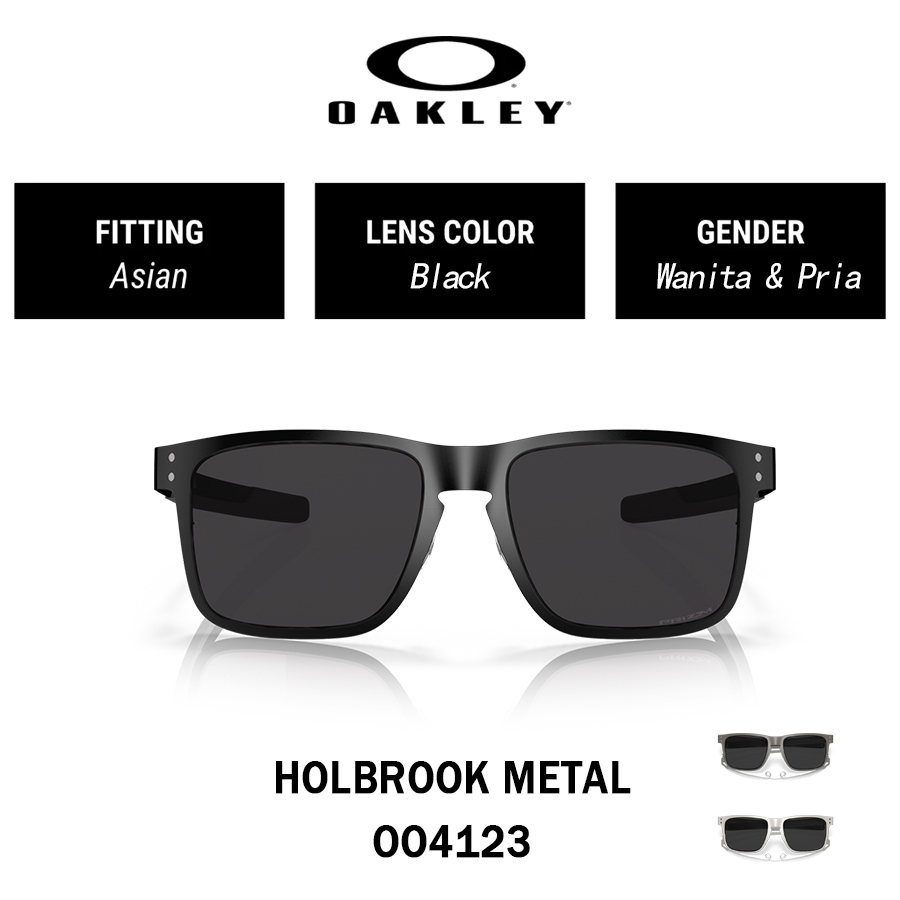 Asli OAKLEY HOLBROOK METAL OO4123 Kacamata Hitam Persegi Panjang Prizm ™ 52mm Black Wanita Pria Sung
