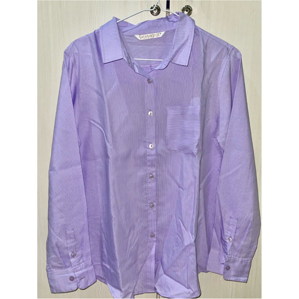 preloved sophistix striped purple shirt kemeja ungu garis garis