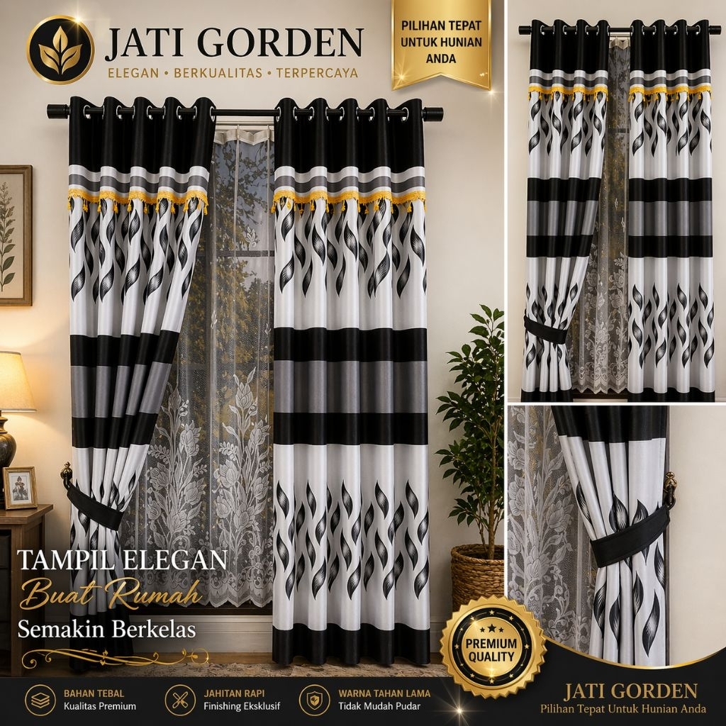 Gorden Blackout Minimalis Hordeng Jendela Korden Pintu Tengah Ruang Tamu Gorden Motif Rose