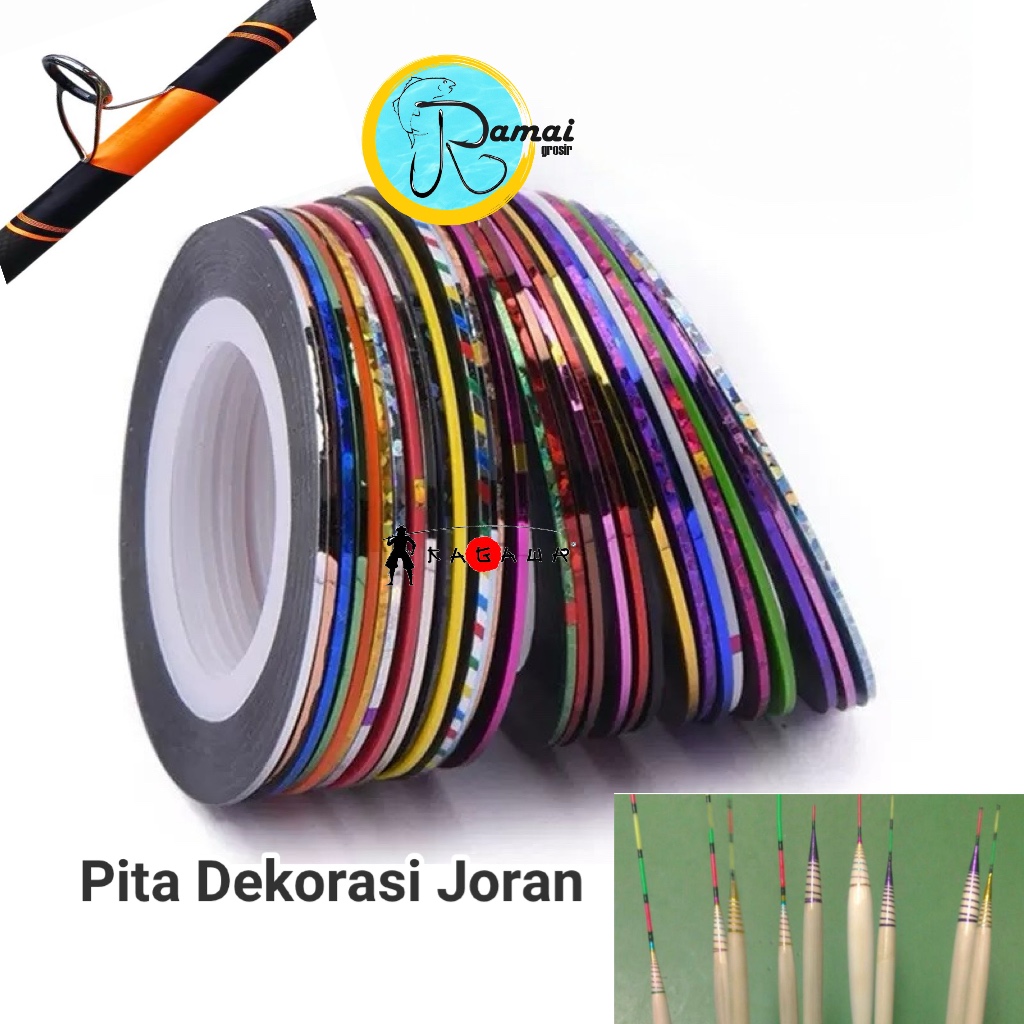 Pita Hias Joran Pancing Hologram/Trim Tape Joran Wrapping Custom Ring Guide perekat