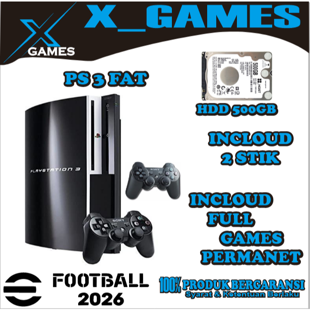 PS3 FAT PLAYSTATION 3 FAT HDD 500GB + 2 STIK PS 3 FULL GAME
